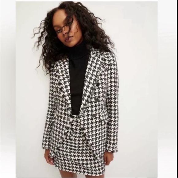 VERONICA BEARD Black White Houndstooth Tweed  Miller Blazer Jacket Size 4 - Picture 4 of 12